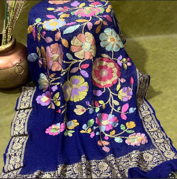 Royal meenakari dupatta Georgette dupatta Indian wedding dupatta SaffronFashion