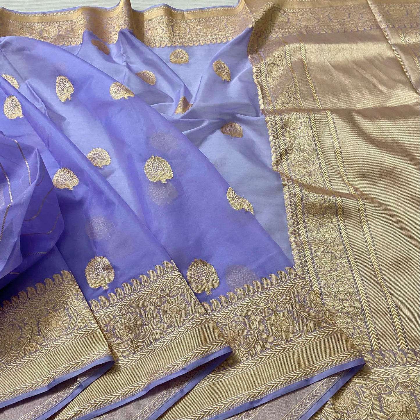 Lavender kora saree Banarsi saree Indian sari blouse - Saffronfashionindia