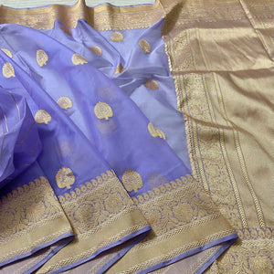 Lavender kora saree Banarsi saree Indian sari blouse