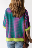 Pink Stripe Colorblock Drop Sleeve Loose Top