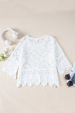 Oatmeal Hollowed Macrame Lace Crochet Bohemian Blouse