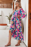 Multicolor Boho Floral Print Square Neck Ruffle Maxit Dress