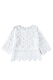 Oatmeal Hollowed Macrame Lace Crochet Bohemian Blouse