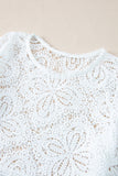 Oatmeal Hollowed Macrame Lace Crochet Bohemian Blouse