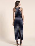 Striped Sleeveless Fashion Sexy Beach Dress