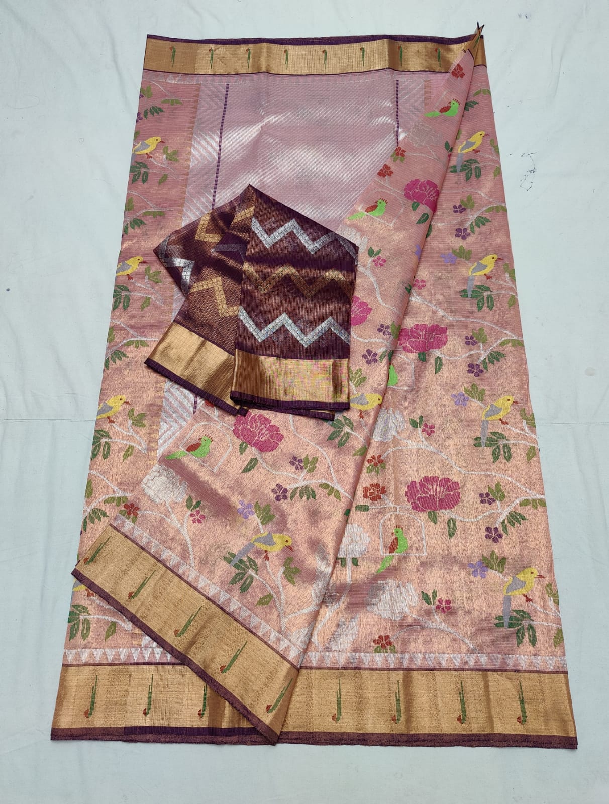 Floral zari kota saree - Saffronfashionindia