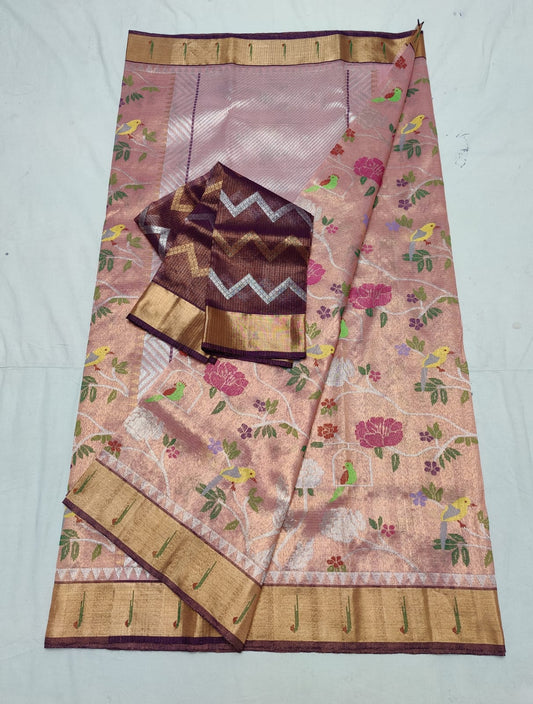 Floral zari kota saree - Saffronfashionindia