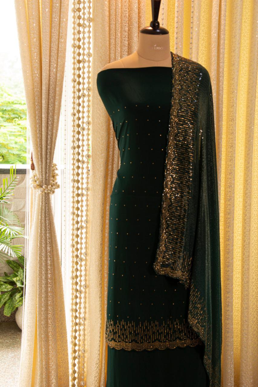 Sparkling crepe salwar suit - Saffronfashionindia