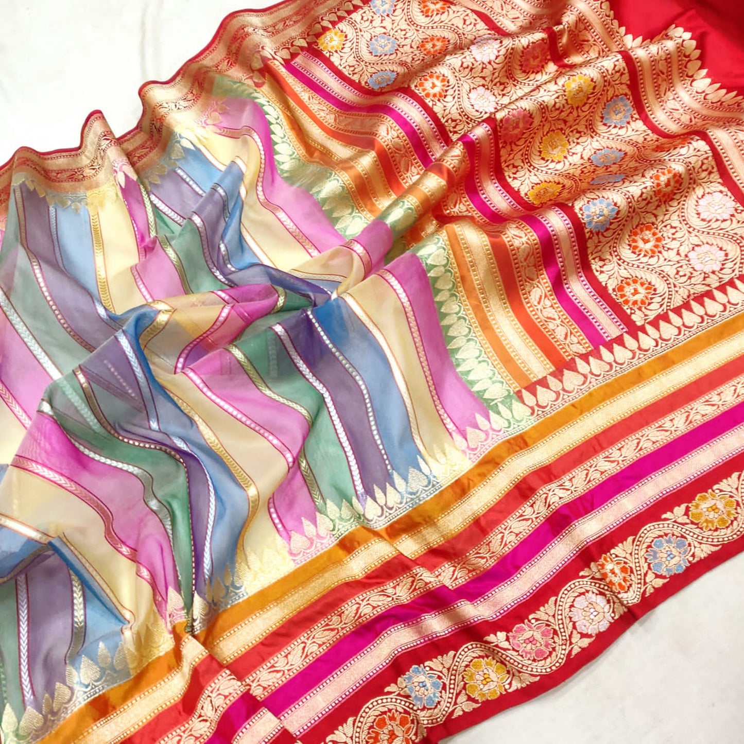 Saloni rangkat Banarsi kora saree - Saffronfashionindia