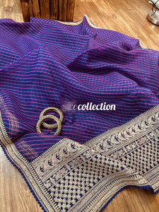 Purple Lehariya organza saree