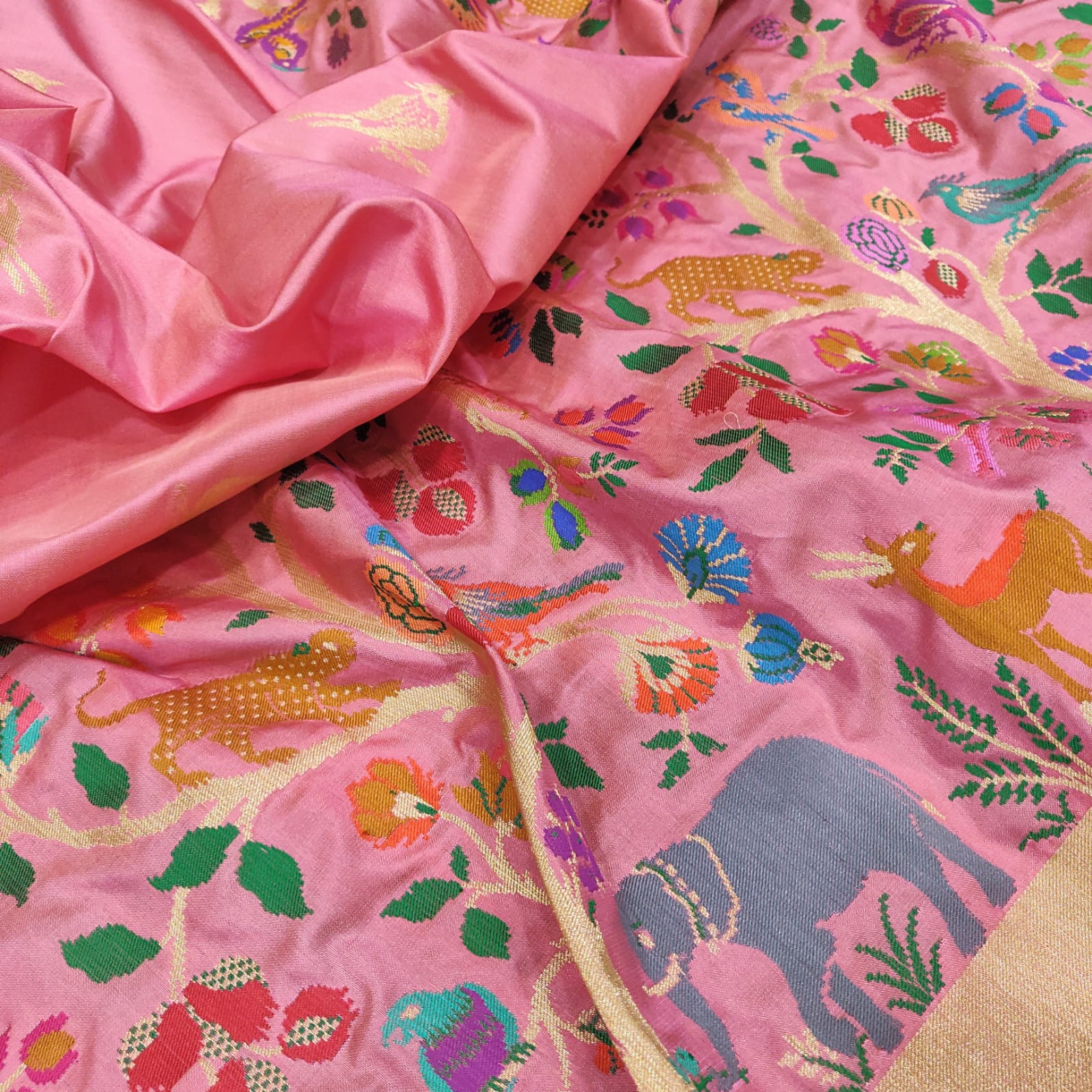 Azma handwoven Katan silk saree - Saffronfashionindia