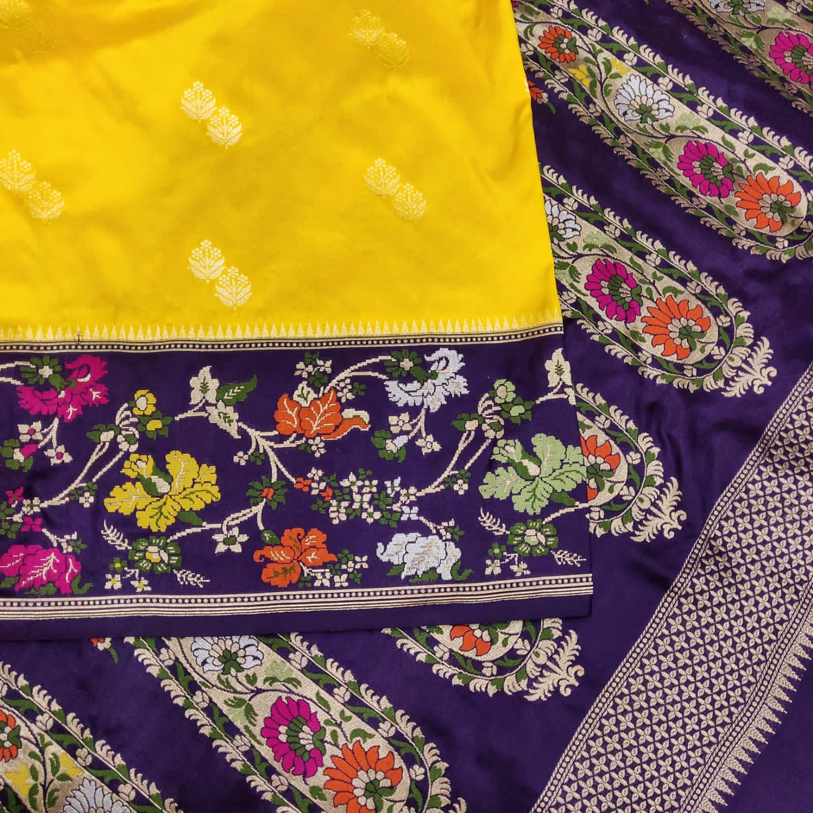 Gemeie Katan silk handwoven saree Saffronfashion