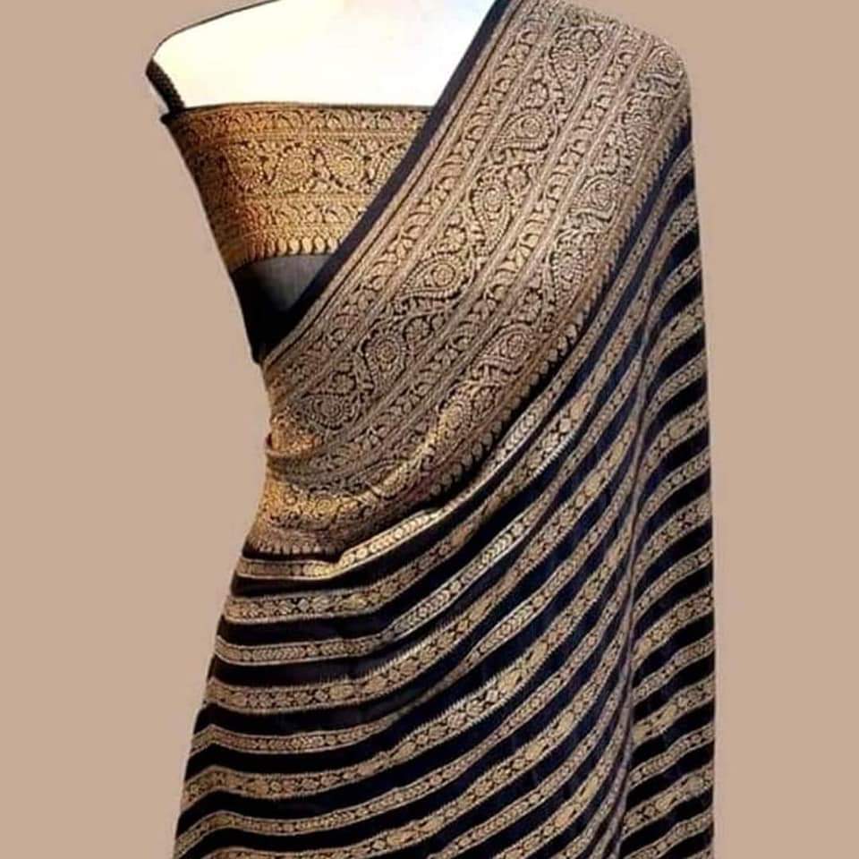 Lavita khaddi chiffon gorgette saree - Saffronfashionindia