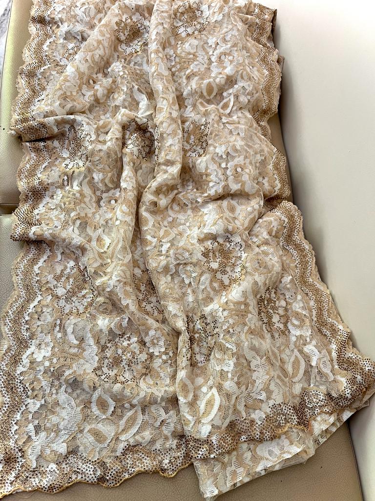 Kinzal Chaintley lace saree swarosvki inspired sari - Saffronfashionindia