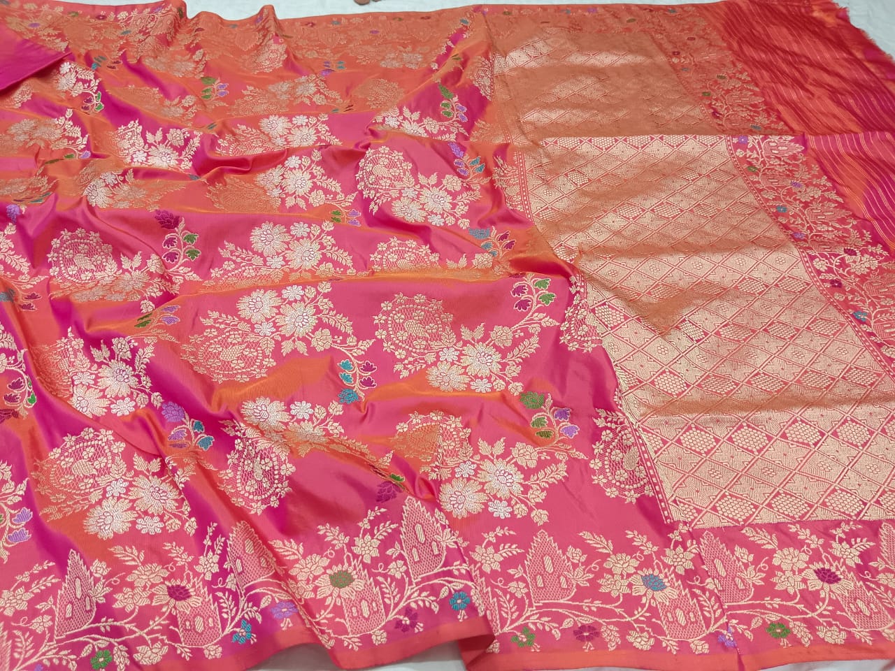 Gulabo exclusive Banarsi bridal Katan saree - Saffronfashionindia