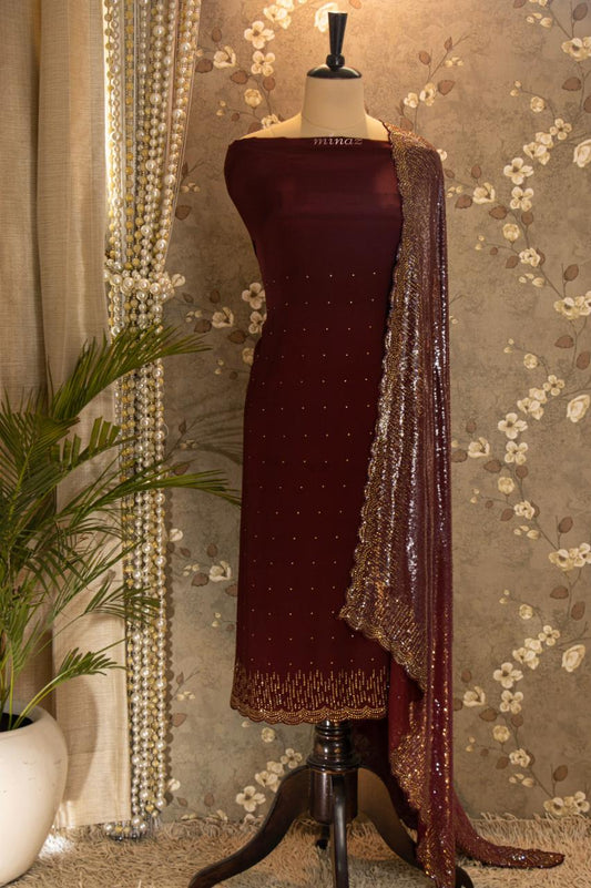 Sparkling crepe salwar suit - Saffronfashionindia