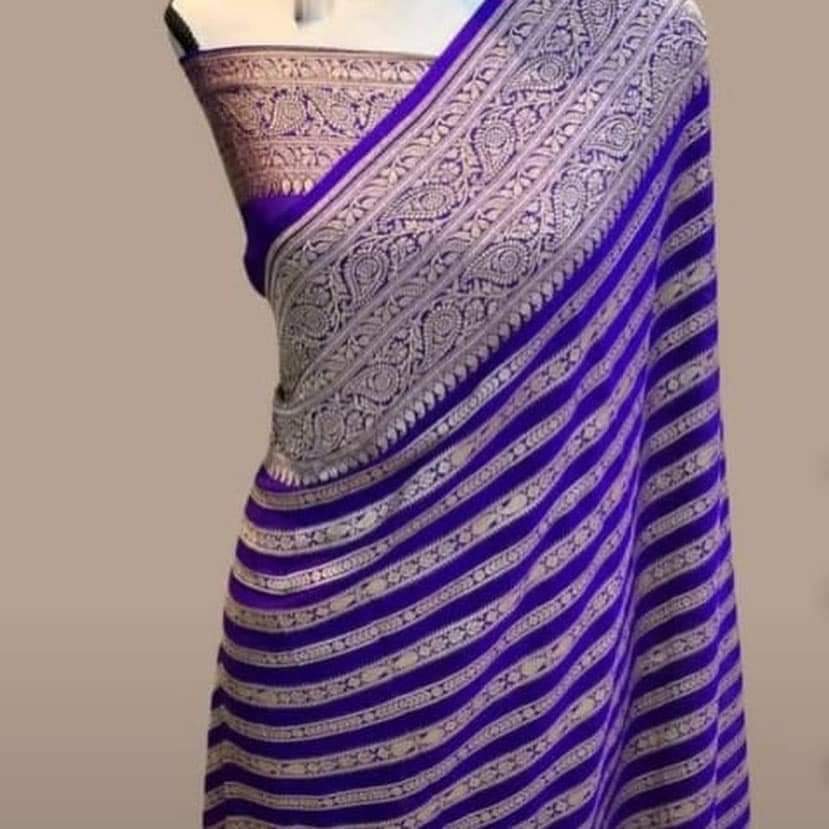 Lavita khaddi chiffon gorgette saree - Saffronfashionindia