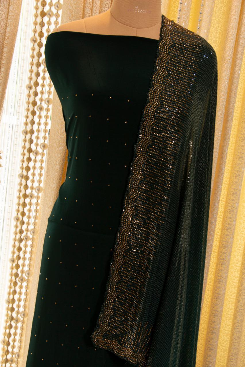 Sparkling crepe salwar suit - Saffronfashionindia