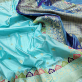 Firoza Katan silk kadwa saree