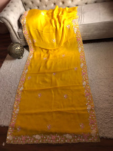 Sushi yellow organza partywear sari