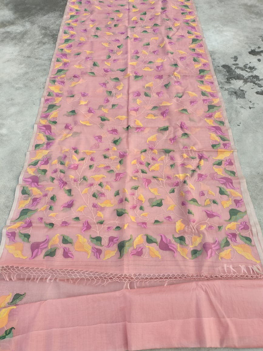 Rihanika muslin tantuj jamdani sarees - Saffronfashionindia