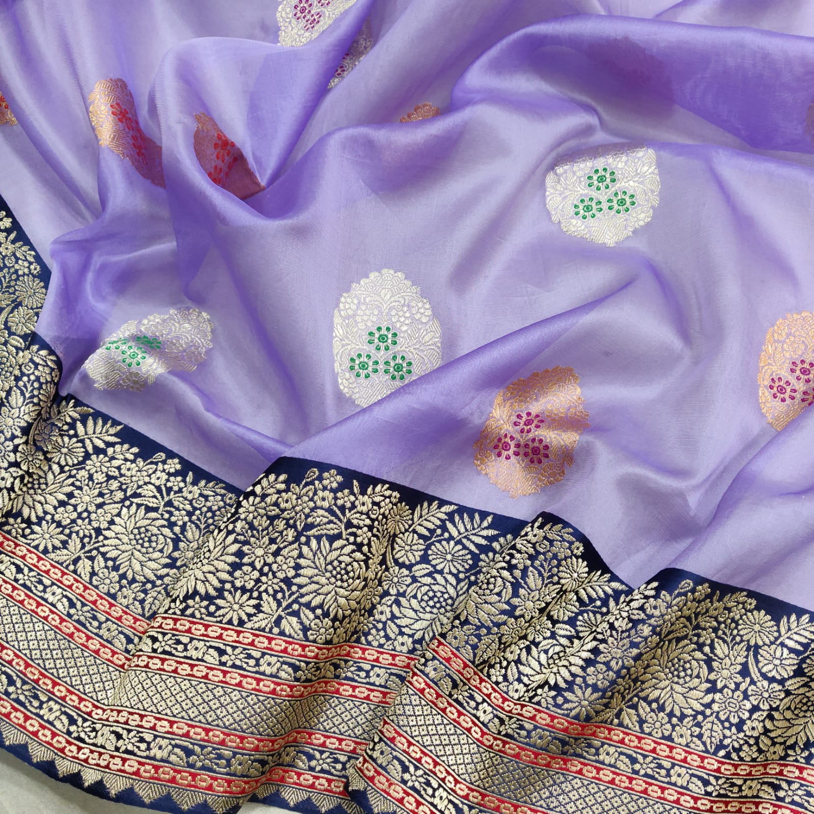 Lavender kora handwoven sarees - Saffronfashionindia