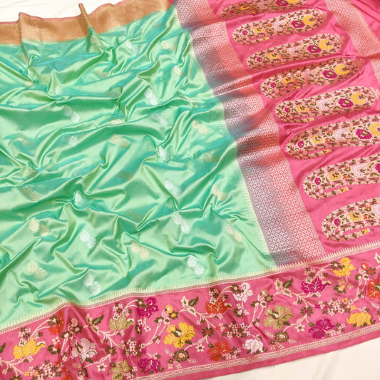 Yasim handwoven Katan silk saree - Saffronfashionindia