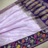 Lavender Meenakari Katan silk saree