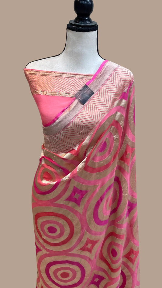 Jinna khaddi gorgette Indian partywear sarees - Saffronfashionindia