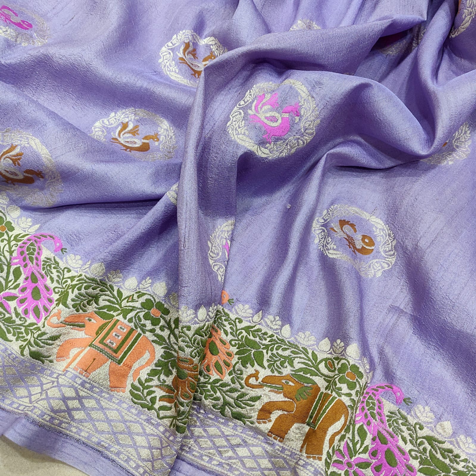 Hamsa tussar Banarsi sona rupa saree - Saffronfashionindia