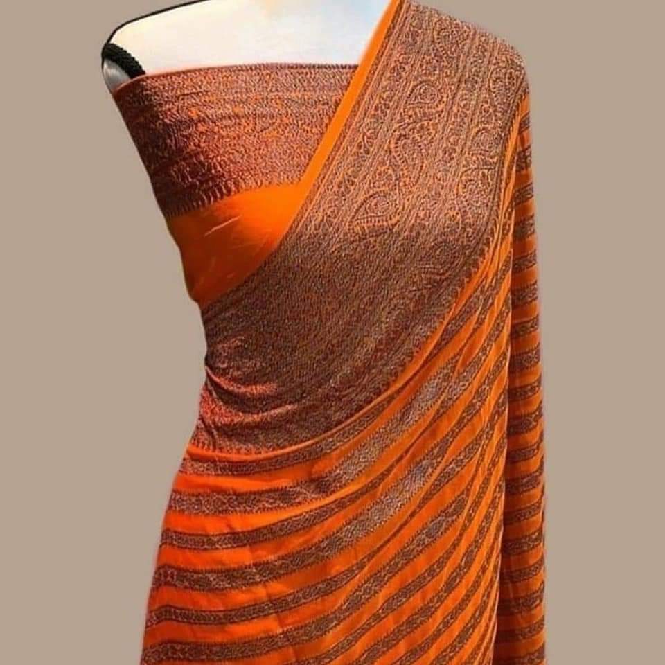 Lavita khaddi chiffon gorgette saree - Saffronfashionindia