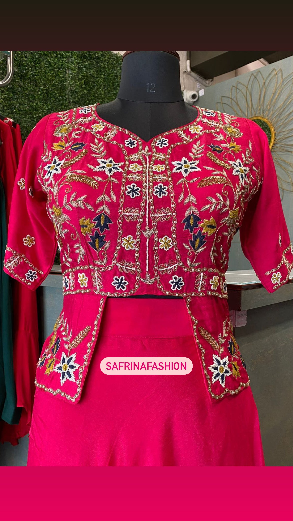 Belma pink embroidered dress - Saffronfashionindia