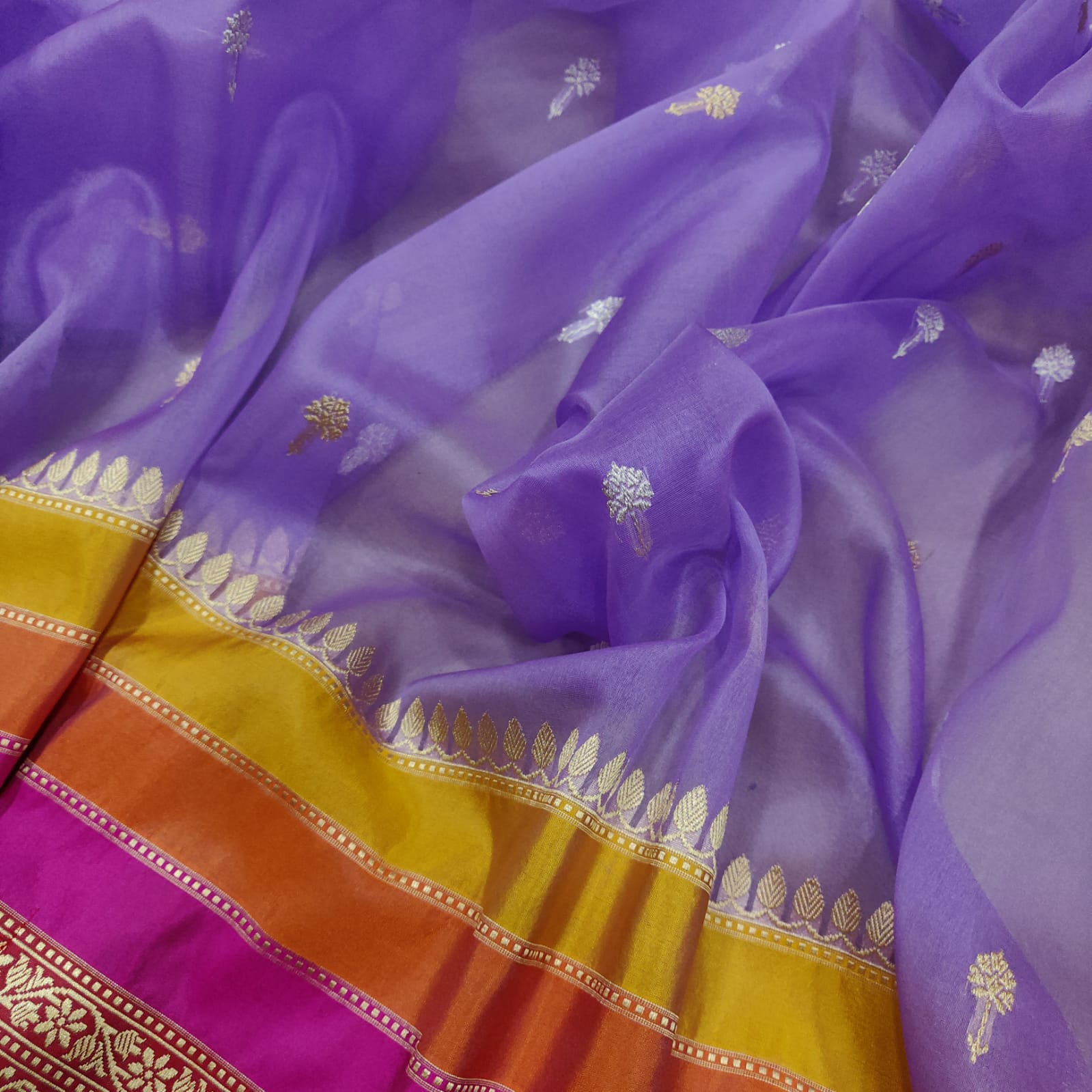 Lavender kora handwoven saris - Saffronfashionindia