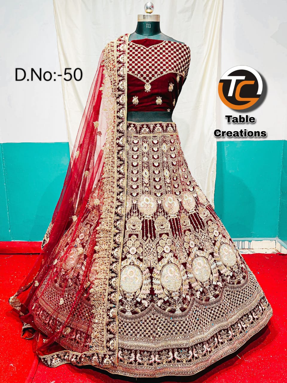 Rubila velvet bridal wedding indian Pakistani lehanga choli - Saffronfashionindia