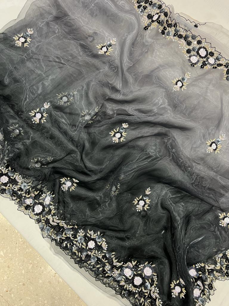 Billie sequins partywear sequins saree - Saffronfashionindia