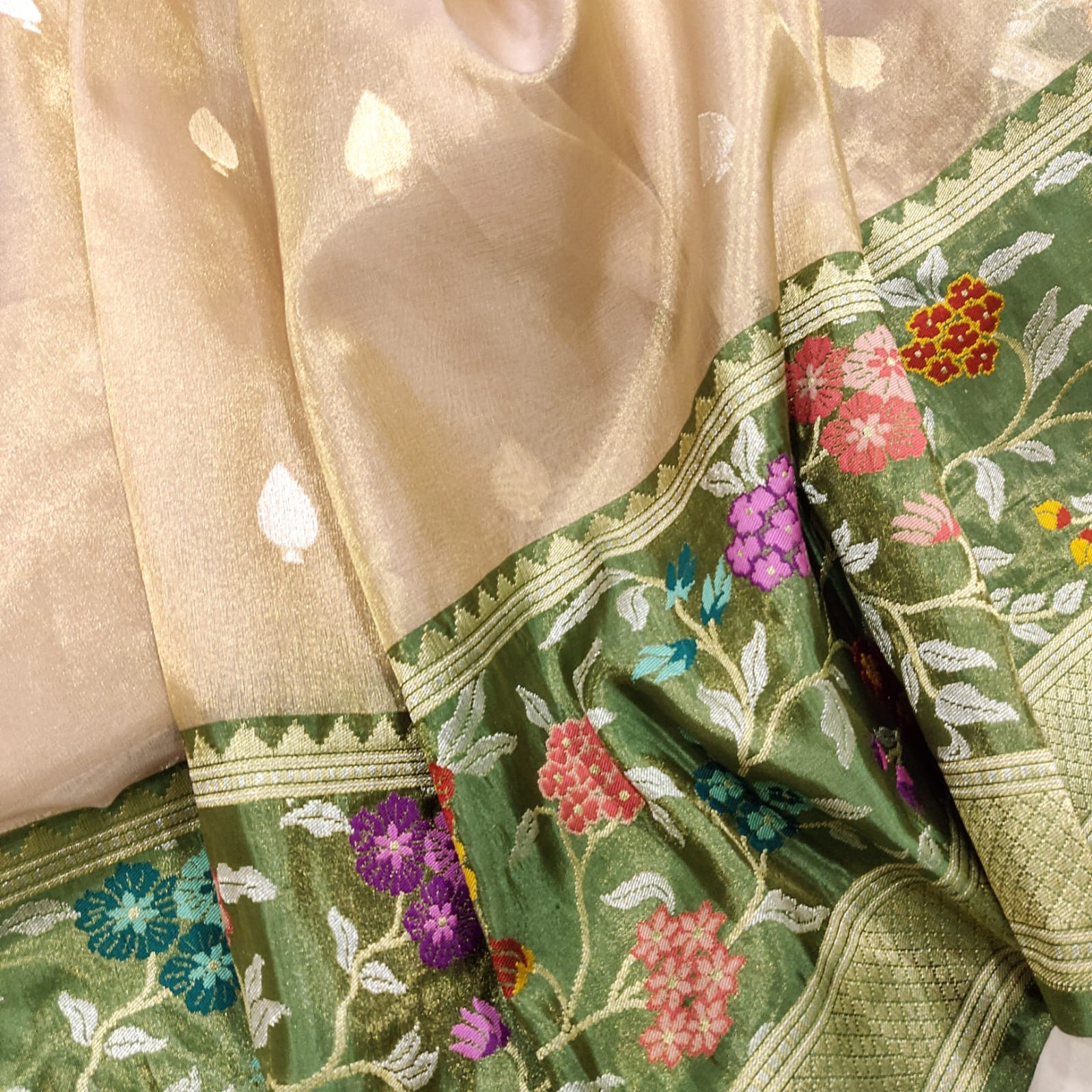 Savisha kora tissue handwoven saree - Saffronfashionindia