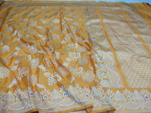 Maharani inspired handwoven Katan silk kadwa saree