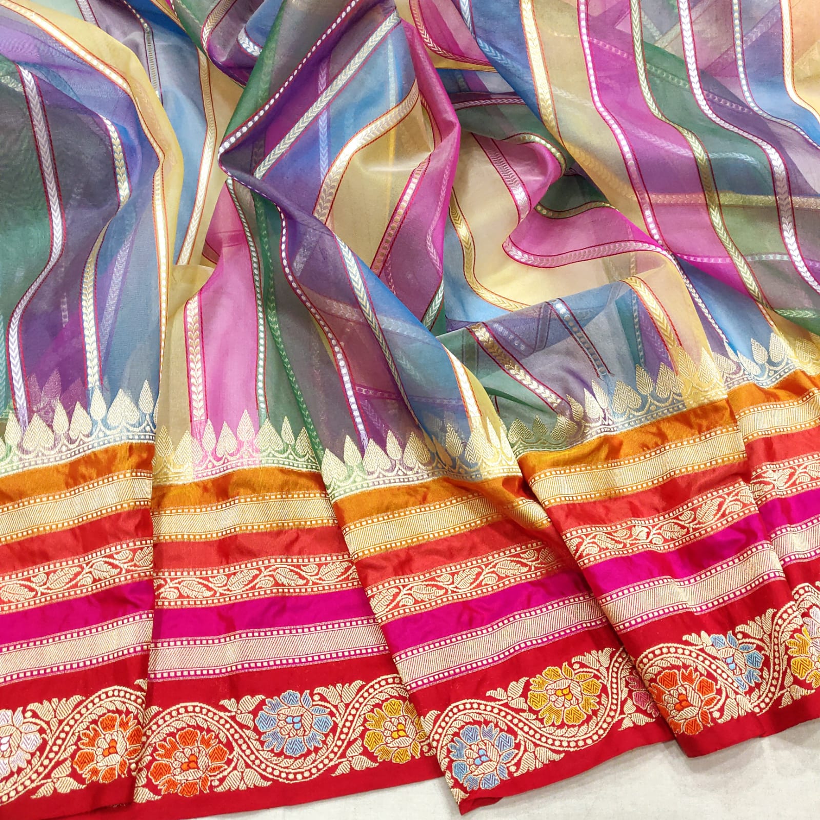 Saloni rangkat Banarsi kora saree - Saffronfashionindia