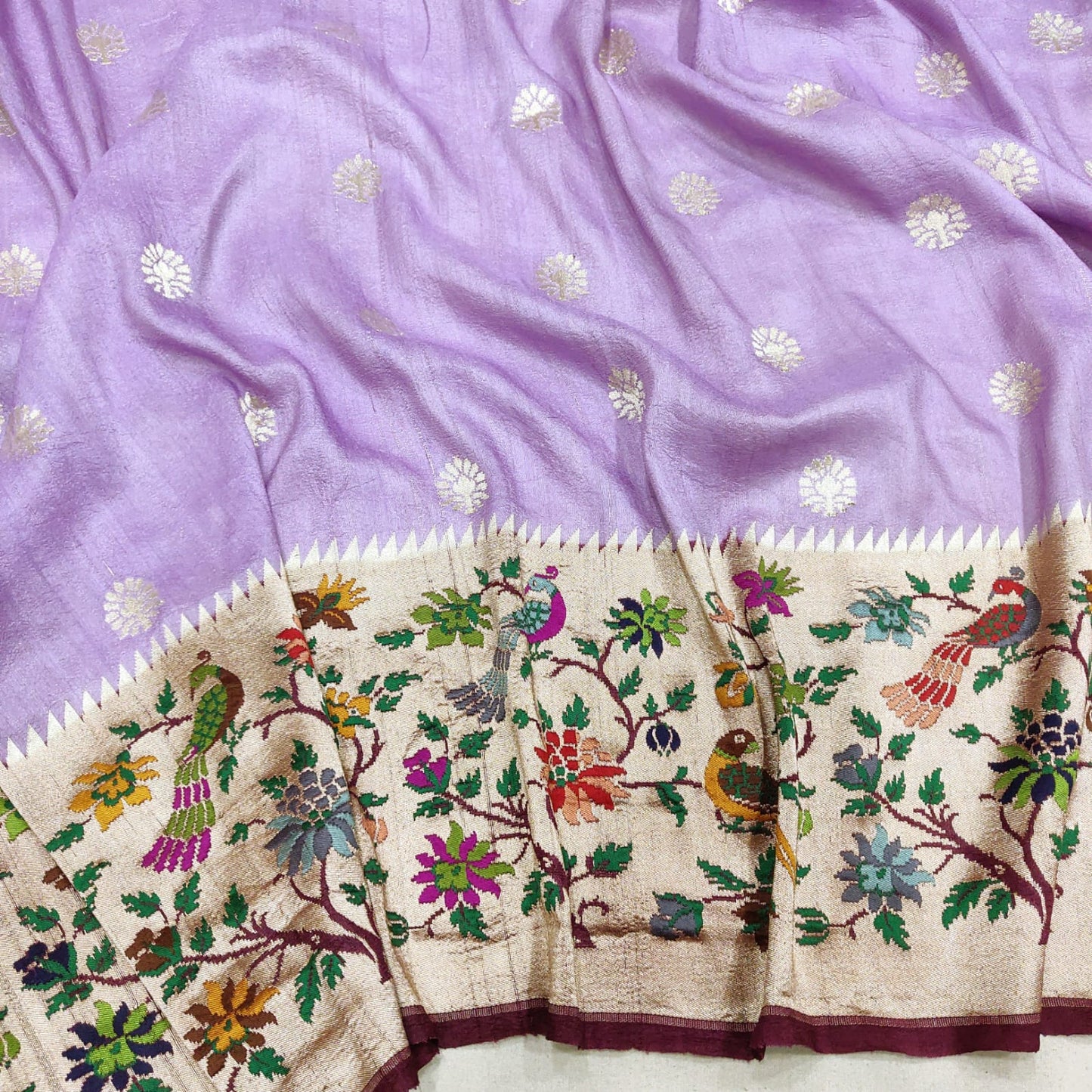 Mokshi tussar gorgette Meenakari sarees - Saffronfashionindia