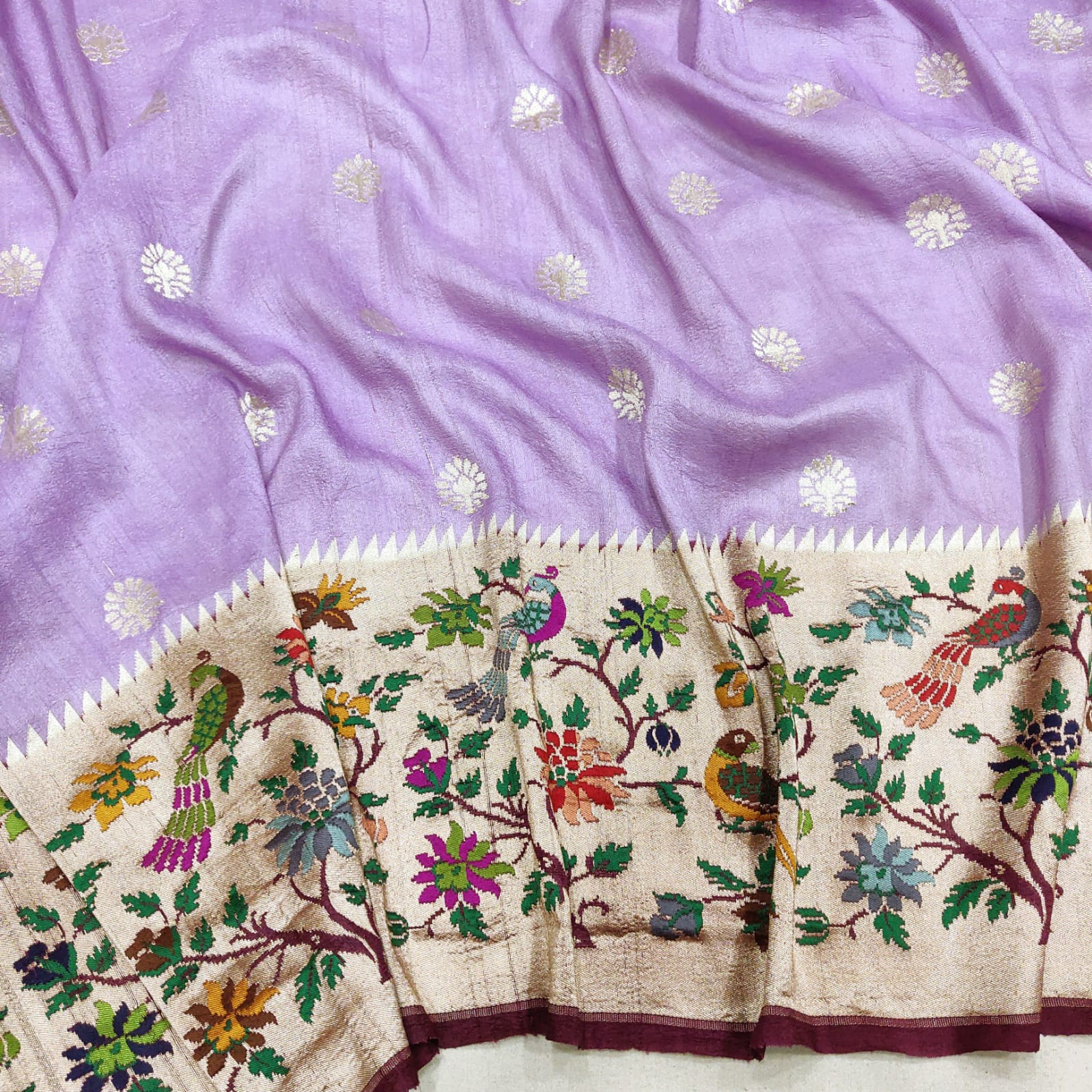 Mokshi tussar gorgette Meenakari sarees - Saffronfashionindia