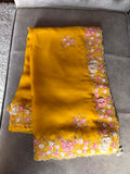 Sushi yellow organza partywear sari