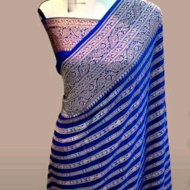 Lavita khaddi chiffon gorgette saree - Saffronfashionindia