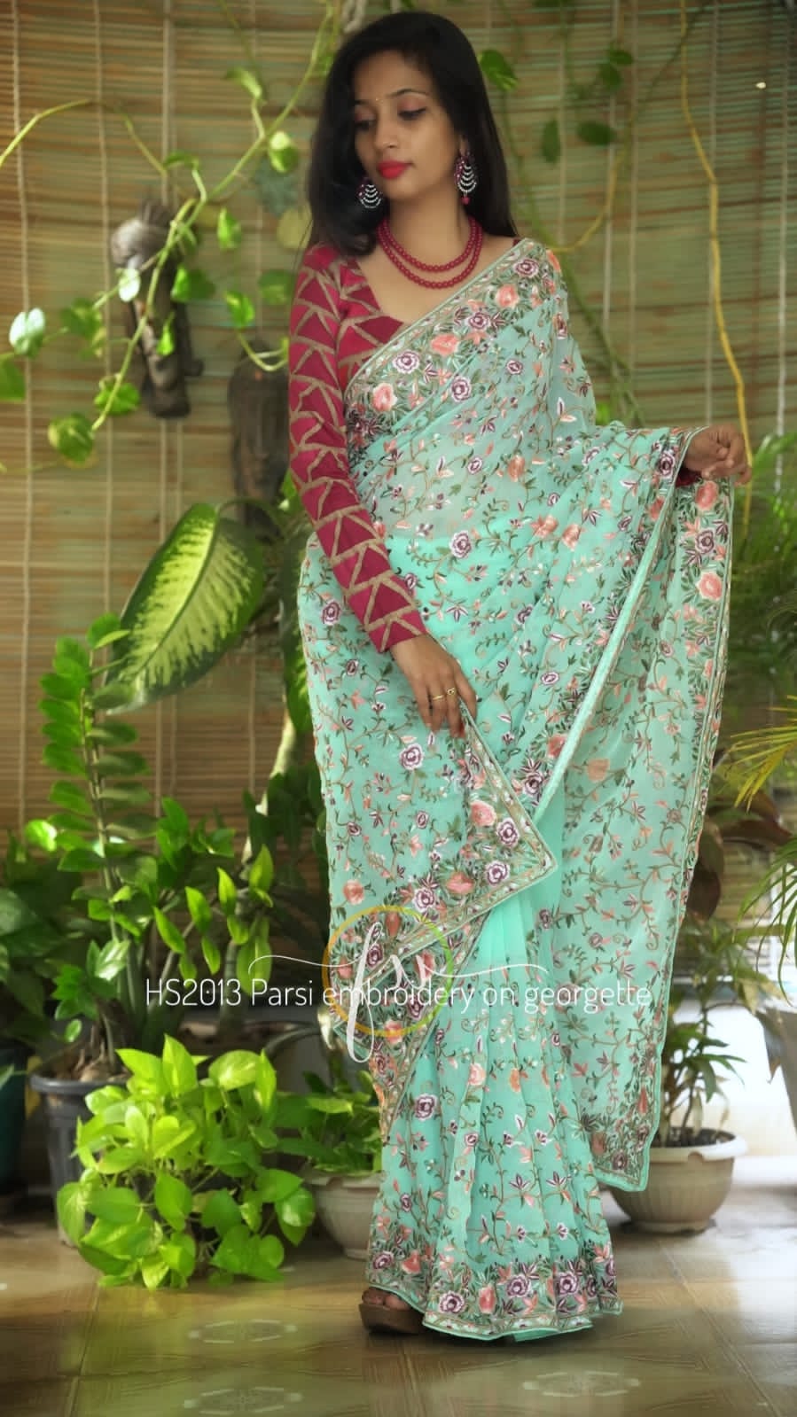 Karva parsi inspired gorgette saree - Saffronfashionindia