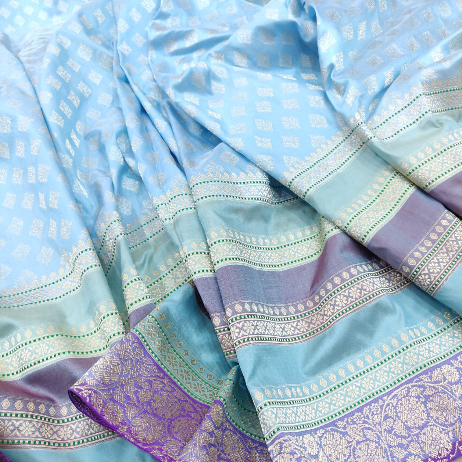 Lavika blue shaded Katan silk saree - Saffronfashionindia