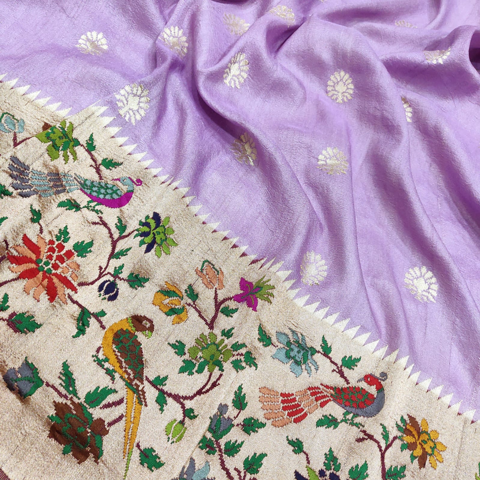 Mokshi tussar gorgette Meenakari sarees - Saffronfashionindia