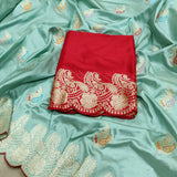 Firoza Katan paisley handwoven saree