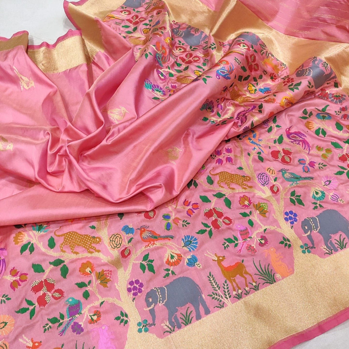 Azma handwoven Katan silk saree - Saffronfashionindia