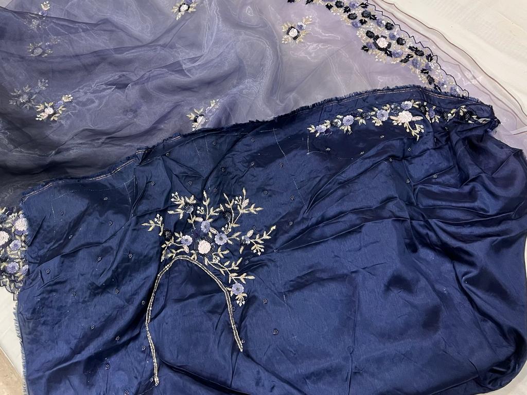 Billie sequins partywear sequins saree - Saffronfashionindia