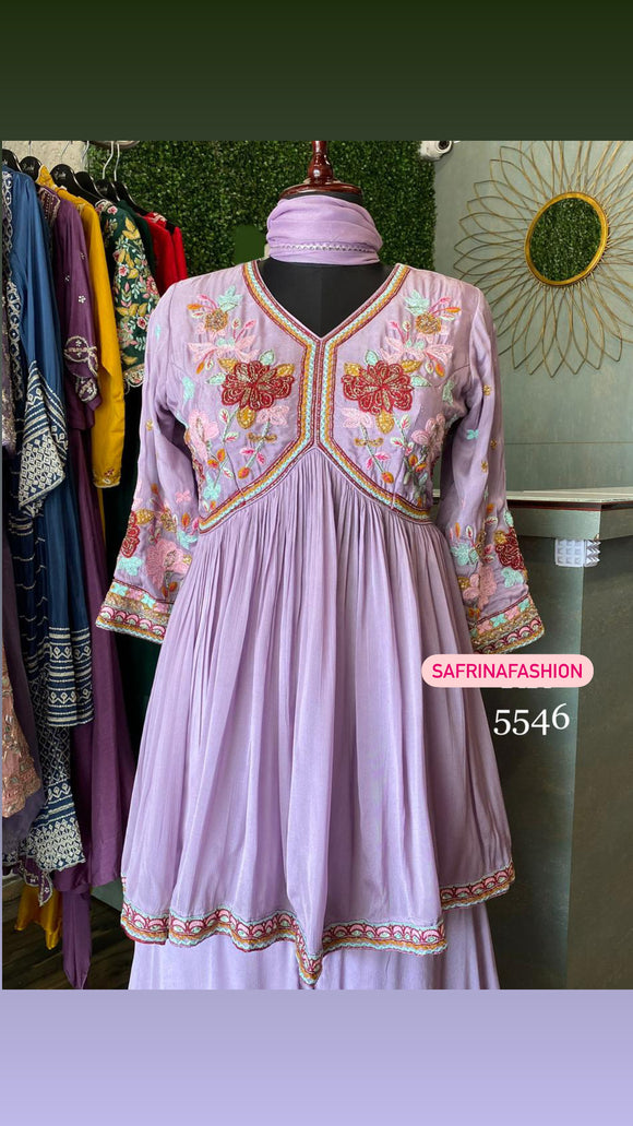 Rushika peplum lavender kurta dress