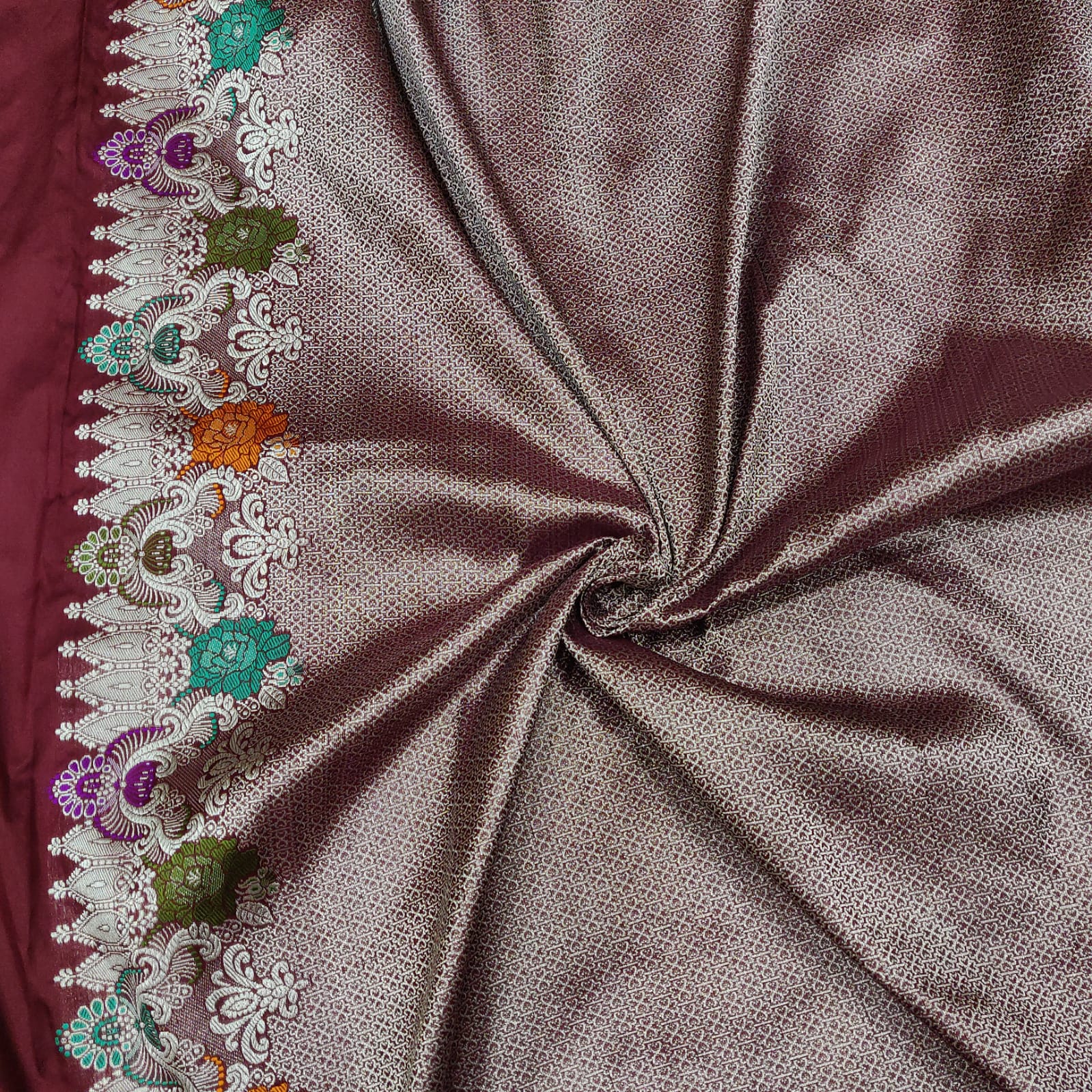 Haryali kora handwoven saree - Saffronfashionindia